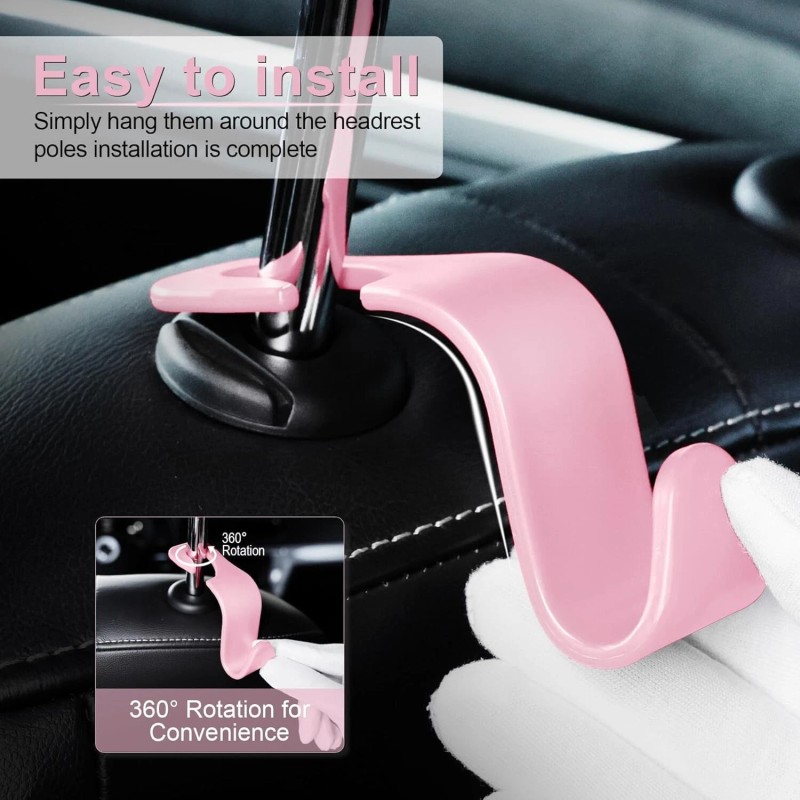 LivTee Car Seat Headrest Hooks for Bags, Coats & More