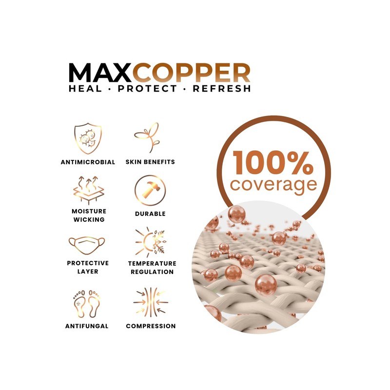 MAXCOPPER Compression Arch Support Band 100% Copper-Infused, Antimicrobial, Eliminates Odors