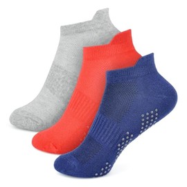 A2Z 4 Kids Boys Trainer Yoga Mesh Socks Pack of 3 Comfortable - Socks AZ887 Grey/Red/Royal 3 Pack 7-10 (12.5-3.5)