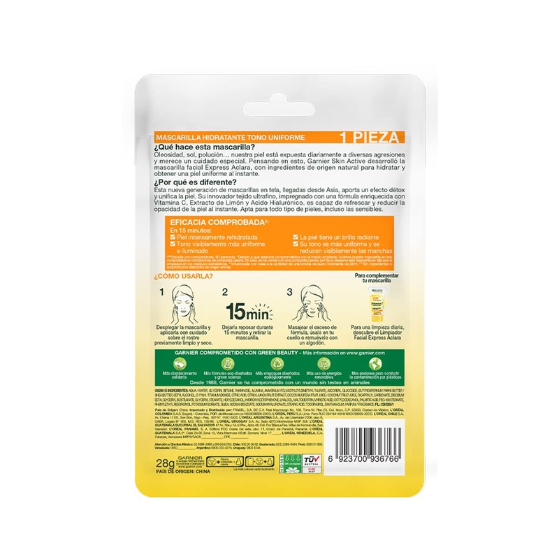 Garnier Skin Active, Mascarilla Facial en Tela, 28 g