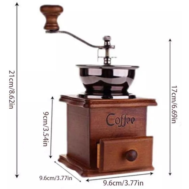 Mebix Molino De Café Manual Portátil De Madera Vintage Retro