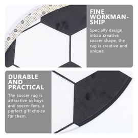 Milisten Soccer Rug Round Kids Rug Football 60cm Round Rug Carpet Floor Chair Mat Circle Area Rug for Kids Rooms Childrens Bedroom Black White Football Check