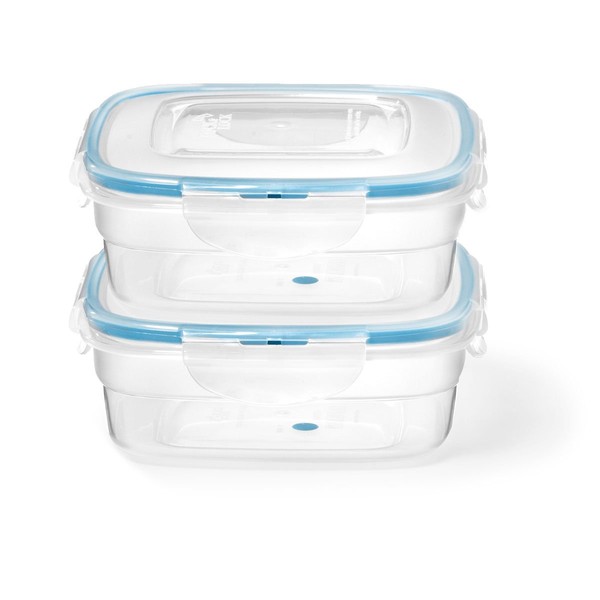 Starfrit LocknLock 2 x Plastic Containers with Lids, 2 x 750ml Square, Clear