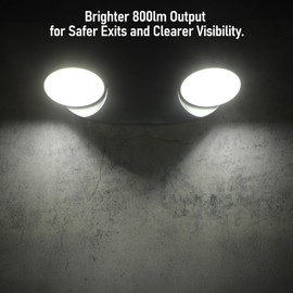 TORCHSTAR High Output LED Emergency Light, UL Listed, 800lm, AC 120-277V, Commercial Emergency Lights with Battery Backup, Two Adjustable Heads, Hardwired Exit Light Fixtures, Black, Pack of 2