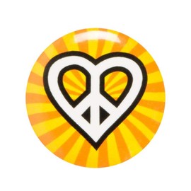 Boland 44508 - Buttons Hippie mit Anstecknadel, 4 Stück, Durchmesser 3 cm, Anstecker, Peace, Flower Power, Mitgebsel, Accessoire, Mottoparty, Karneval