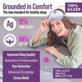 Earth Grounding Fitted Sheet Twin XL Size with 12% Silver Fiber & 4% Silk & 84% Organic Cotton - Gray - Soft Earth Grounding Well Bed Sheets - Grounded Conductive Bed Sheets for Better Sleep