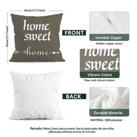 SEVENWELL Grey Cushion Covers 45 x 45 cm Farmhouse Case Set of 4, Gray Geometric Patterns Pillow Covers for Sofa Chair Bedroom Modern Decor Home Office Couch Car