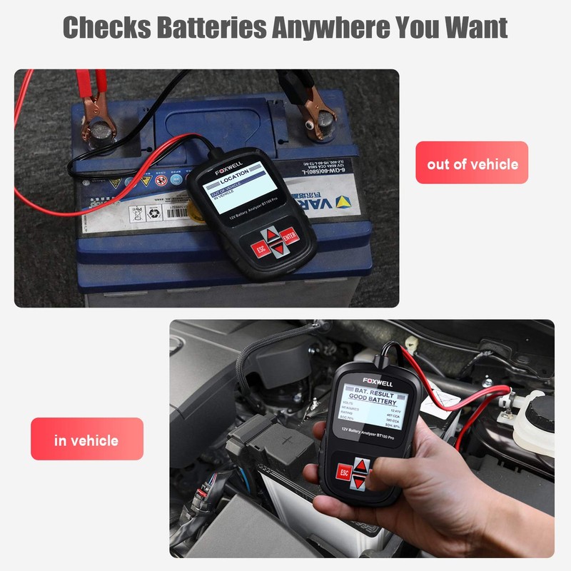 FOXWELL Car Battery Tester Analyzer BT100 Pro 12V Automotive 100-1100CCA