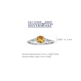Silvershake Petite Design Round Shape Gemstone Birthstone White Gold Plated or Yellow Gold Plated 925 Sterling Silver Solitaire Promise or Engagement Ring Jewelry for Women or Teens, 8.5, Sterling
