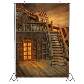 CORFOTO Fabric 6x9ft Sailing Backdrop Theme Photography Pirate Ship Deck Attic Stairs Background for Boy Girl Adult Portrait Photoshoot Birthday Party Bridal Shower Room Tapestry Pet Photo Booth