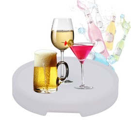 Round Bar Tray Changing Color LED Light Up Wine Bottle Coffee Table Décor Party Lounge Pub Serving Table Tray 16 inch Diameter with Remote Control