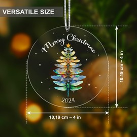 Dragonfly Christmas Ornament 2024, Dragonfly Ornaments For Christmas Tree, Acrylic Dragon Fly Decor For Home, Dragonfly Gifts For Women, Men, Hanging Decorations Keepsake For Dragonfly Lovers