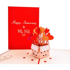 iGifts And Cards Happy Anniversary to My Wife 3D Pop Up Greeting Card – Romantic, Unique, Hearts, True Love, Celebration, Awesome, Spouse, Soulmate