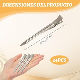 24 Piezas Pinzas para Cabello de Pato, 3.5 Pulgadas, Metal, Mujeres | Prueba de Herrumbre, Para Peinar el Cabello, Para Coloración del Cabello, Para T