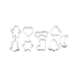 Zenker Weihnachtsausstecher PATISSERIE, Ausstechformen auf einem Drahtbügel, Ausstecher für Plätzchen, Kekse und Fondant (Farbe: Silber) Menge: 1 x 9 Stück