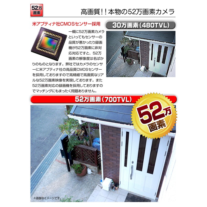 Analog Signal, 520,000 Pixels, Security Camera, Outdoor, Home Use, Wired