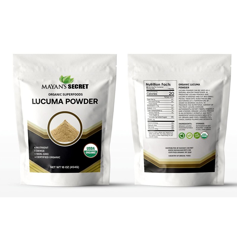 Mayan's Secret Certified Organic Lucuma Powder, 16 oz/Pack | High