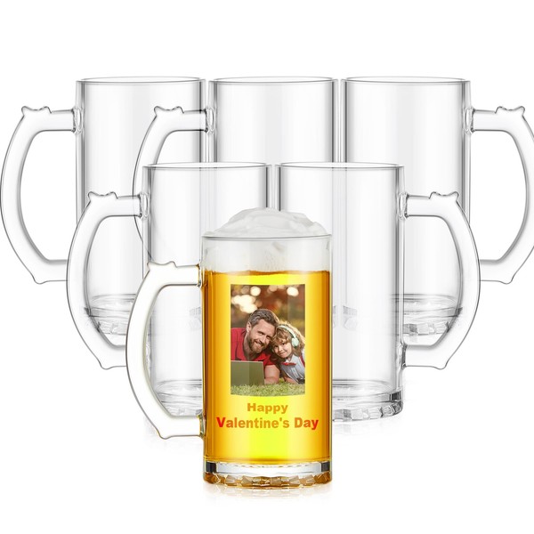 Mifoci 6 Pcs Beer Mugs for Sublimation 16 oz Glass