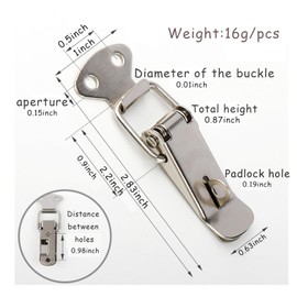 LELYFIT Pack of 4 Stainless Steel Spring Loaded Toggle Latch Catch Clamp Clip with Lock Nose, with 16 Pieces Screws, 100 kg / 220 lbs Holding Capacity, for Door, Toolbox, Smoke Lid, Cabinet Boxes