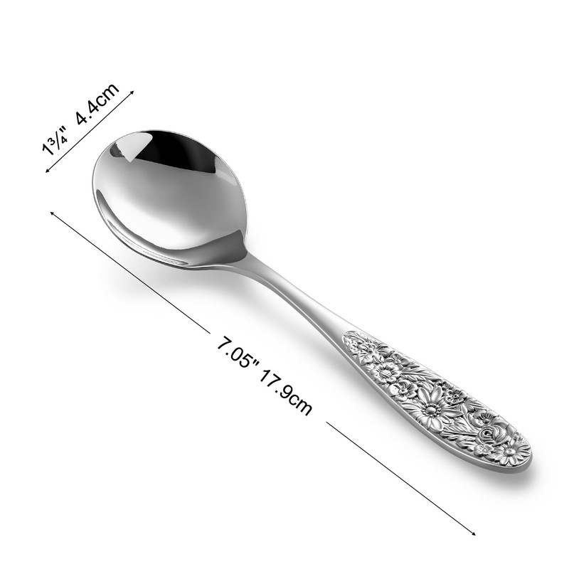 KEAWELL Sunflower Soup Spoon, Set of 4, 18/10 Stainless Steel,