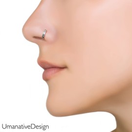 Pyramid Nose Ring Hoop, Nose Clicker Hoop, 925 Sterling Silver Geometric Nose Ring, Edgy Body Jewelry