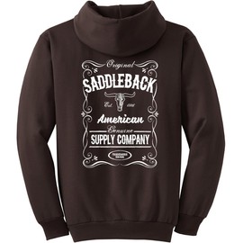 Saddleback Supply Men's Western Logo Pullover Hoodie-XL-Dark Chocolate/w