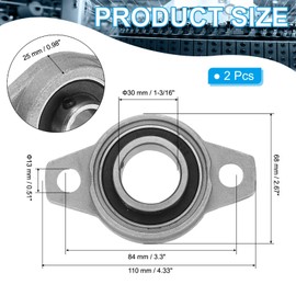 PATIKIL Pillow Block Bearing 1-3/16" / 30mm Bore, 2 Pcs Zinc Alloy Steel Mounted Flange Pillow Block Self Alignment Insert Bearings Bore Ball Housing for Machinery Power Agriculture