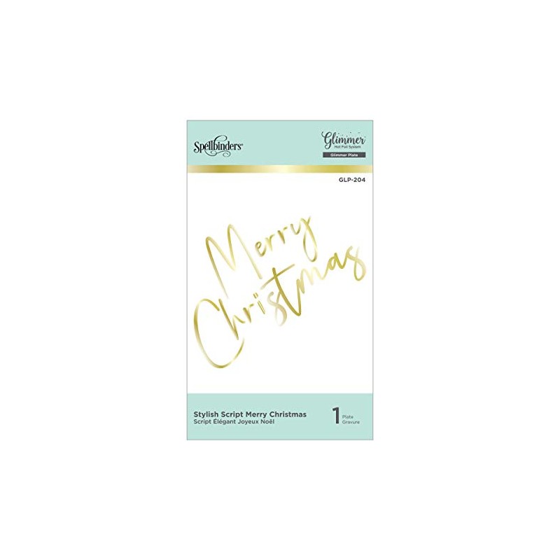 Spellbinders Stylish Script Merry Christmas Glimmer Hot Foil Plate