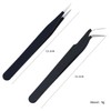 Telabeautix Tweezers Set of 2 Straight and Curved Black
