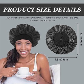 Pack of 2 Satin Bonnet Silk Hair Wrap for Curling Breathable Sleeping Soft and Comfortable Silk Sleeping Cap Curls Breathable for Women and Girls
