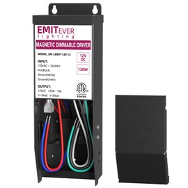 EMITEVER Magnetic Dimmable LED Driver,12V 120W Power Supply Transformer,ETL Listed Compatible with Lutron and Leviton Dimmers,120VAC to 12VDC for LED Strip Light,Kitchen,Cabinet