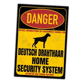 German Wirehaired DD Dog Sign Danger Security System Door Sign Dog Sign Warning Sign