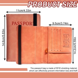 Reisepass Hülle,Reisepasshülle mit RFID-Blocker, Kunstleder Reisepass Hülle für Damen Herren Reisepass Kreditkarten, Ausweis und Reisedokumente, Rosa