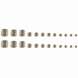 MISUD Gold Press on Toenails Glossy Fake Toe Nails Glue on Toenails Bing Glitter Acrylic Toe Fake Nails Sparkly False Toenails with Design Full Cover Press-on ToeNails for Women 24pcs