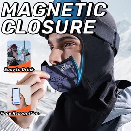Magnemask Balaclava Face Mask with Magnetic Seams Windproof Winter Fleece Mask Face Cover for Skiing Hiking Cycling