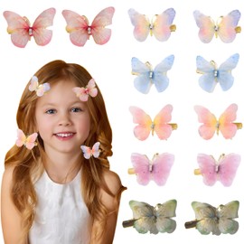 Pack of 12 Butterfly Hair Clips, Butterfly Glitter Hair Clip, Snap Hair Clip, 3D Hair Accessory for Girls, Women, Children, Butterfly Clip Earrings