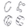 ChicSilver 4 Pieces Sterling Silver Ear Clips Non Piercing Earrings