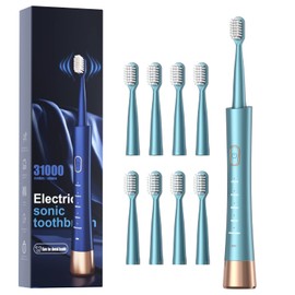 AJELU USB Rechargeable Sonic Electric Toothbrush for Adults, Powered Motor High Vibration Teeth & Gum Care, Soft Dupont Brush Heads, 2 Minutes Timer 5 Modes, Green