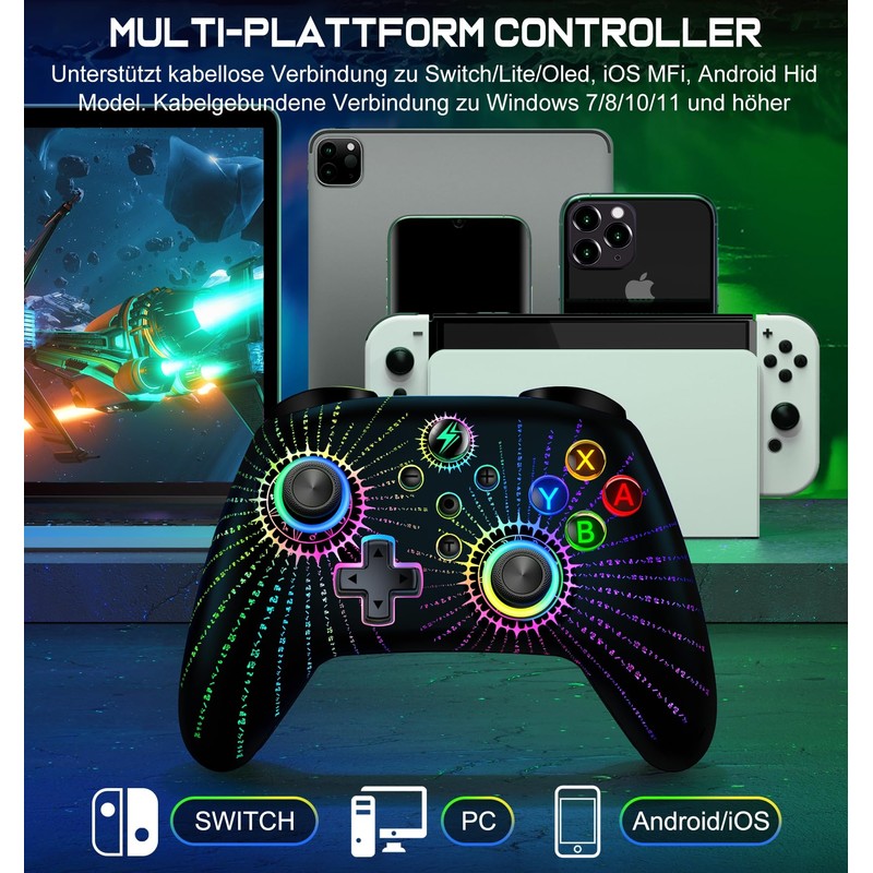 ALEEMTRY Switch Controller, Wireless Controller Switch with RGB Joystick, Programmable