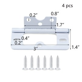 Wealrit 4 pcs White Non-Mortise Hinges Metal Door Hinges Heavy Duty Hinges with Screws