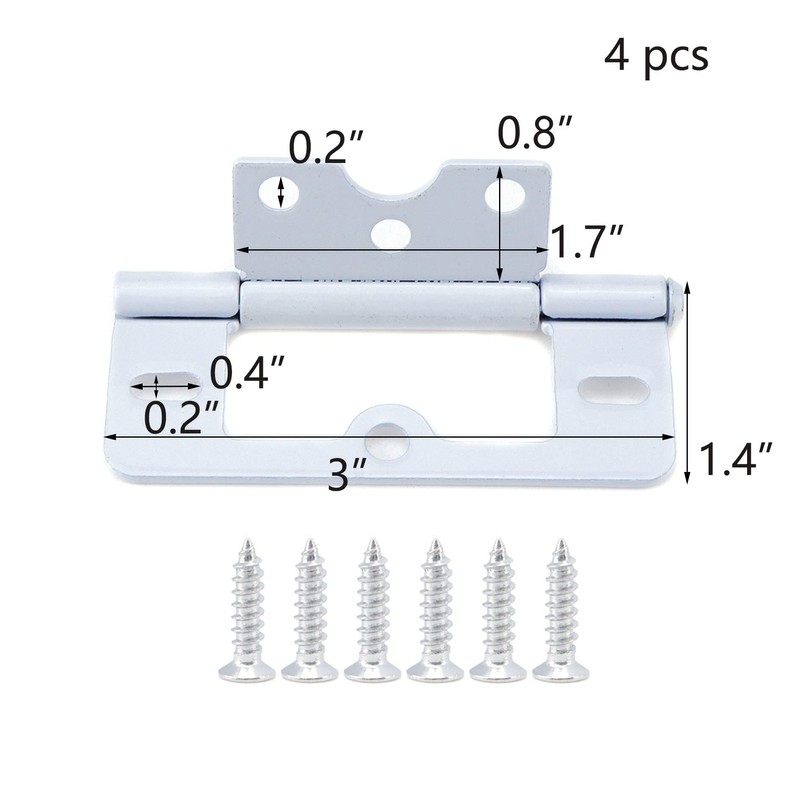 Wealrit 4 pcs White Non-Mortise Hinges Metal Door Hinges Heavy
