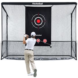 Haokelball 10x7.5ft Heavy Duty Golf Hitting Net with Steel Frame Driving Golf Practice Net