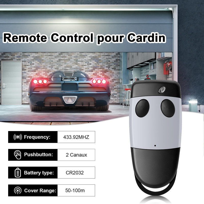 2 x Cardin S449 433.92MHz 2 Channel Replacement Remote Control