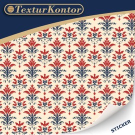 3 Sheets Self-Adhesive Wallpaper for Dollhouses Scale 1:12 Modern Wallpaper Art Deco Wallpaper Artdeco Wallpaper (Damast Red Blue Sepia)