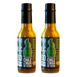 Hot Sauce | Chile Lengua de Fuego (Pack of 2, Estela A-Humada) - Medium Heat Smoky Salsa Verde with Jalapeño, Cilantro, Garlic & White Oak Smoke