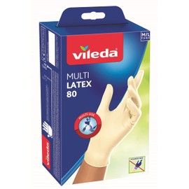 Vileda Multi Latex 80 - Box of 80 Disposable Gloves Made of Natural Latex