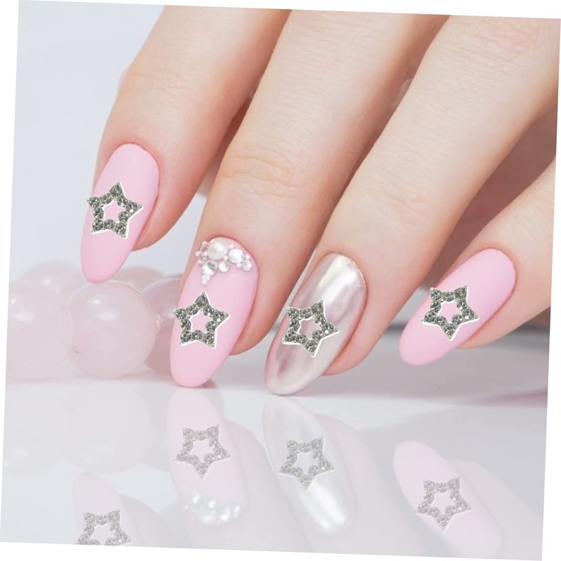CAXUSD 12pcs Star Shaped Nail Charms Decorative Rhinestone Nail Art