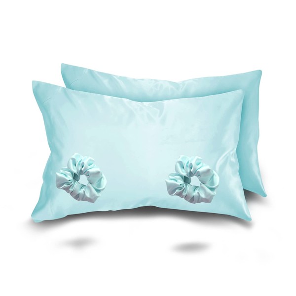 Alexandra's Secret Satin Bed Pillowcase with Scrunchies for Hair and