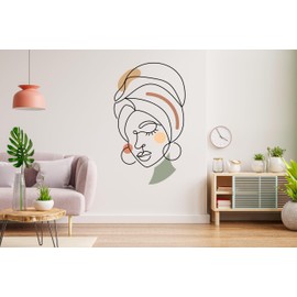 Wall Stickers Line Art Woman Face - Abstract Modern Wall Decals Peel and Stick for Living Room, Bedroom, Office - Minimalist Vinyl Decals for Walls 109LU