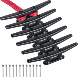 8 Inch Nylon Boat Cleats, Dock Cleats Black 6 Pack, Boat Dock Cleats with Bolts Ideal for Marine, Deck, Nautical Decor